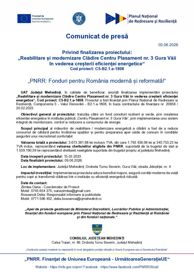 Comunicat de presă cod proiect: C5-B2.1.a-1808