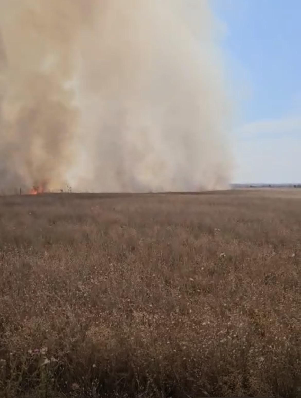 Incendiu de vegetație uscată la Scăpău: 150 de hectare afectate, focul amenință o stână și gospodăriile din zonă